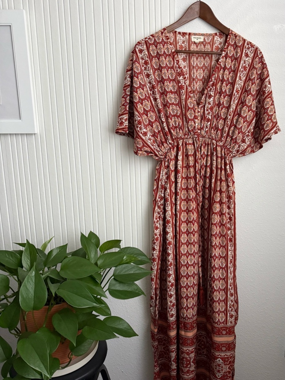 Cost Plus World Market Rust Red Paisley Maxi Dress